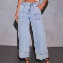 Load image into Gallery viewer, Long Pants Washed High-Waisted Jeans Casual Trendy Versatile Wide-Leg Jeans for Women
