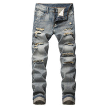 Lade das Bild in den Galerie-Viewer, Men's Ripped Straight Slim Fit Non-stretch Jeans
