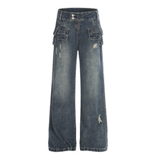 Load image into Gallery viewer, High street worn out multi pocket jeans for women
