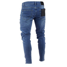Load image into Gallery viewer, Men's Ripped jeans Badge Letters Hip-hop Skinny Jogging Denim  Fashion Pencil Long Trousers Distressed Jeans For Men Clothing
