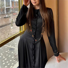 Lade das Bild in den Galerie-Viewer, Style Solid Color Long Sleeve Buttoned Dress
