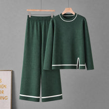 Load image into Gallery viewer, Long sleeved slit wide leg pants two-piece set for women
