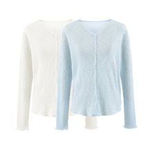 Load image into Gallery viewer, Cotton Linen Bamboo Fiber Breathable Sun Protection Knit Cardigan Women V-Neck Semi-Sheer Air Conditioning Top
