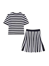 Load image into Gallery viewer, TRAF Woman 2 Pieces Tops + Skirts Sets New Fashion Knit Stripe Summer Women Suit Two Piece Set Womens Outfits
