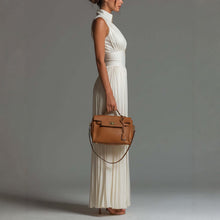 Load image into Gallery viewer, White Pleated Strap Neck Long Wide Leg Jumpsuit

