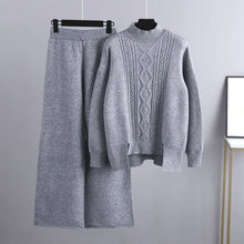 Load image into Gallery viewer, Women Sweater  Wide Leg Pant Two Piece Sets
