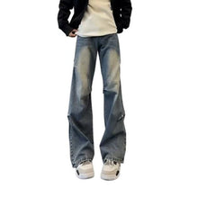 Load image into Gallery viewer, Blue Machete Denim Pants Men Pleated Wide Leg Cargo
