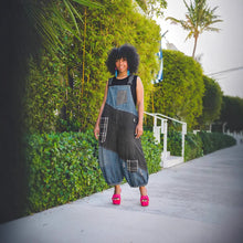 Load image into Gallery viewer, Ripped Checkered Patchwork Pocket 9/10th Length Overalls
