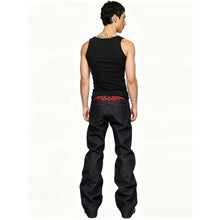 Load image into Gallery viewer, Embroidered Red and Black Flared Jeans for Men
