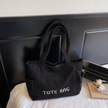 Load image into Gallery viewer, Corduroy Shoulder Large Capacity Student Tote Bag ﻿
