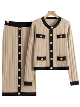 Load image into Gallery viewer, French Knitted Cardigan Jacket Black Half Skirt Sets
