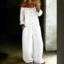Load image into Gallery viewer, Single-Breasted Off-Shoulder Washed Overalls for Women
