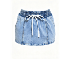 Load image into Gallery viewer, Elastic waisted denim skirt
