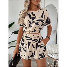 Load image into Gallery viewer, Printed Casual Set Loose Round Neck Short Sleeve Shorts Two-Piece Set
