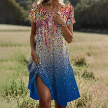 Load image into Gallery viewer, Summer Bohemian Style Large Round Neck Mid-Length Dress
