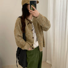 Load image into Gallery viewer, Women's Gentle Round Neck Multicolor Yarn Soft Knitted Cardigan Sweater Coat
