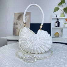 Load image into Gallery viewer, Fun handmade crochet ocean conch bag shell bag women's diagonal cross bag crochet bag
