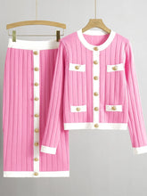 Load image into Gallery viewer, French Knitted Cardigan Jacket Black Half Skirt Sets
