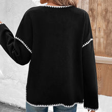 Load image into Gallery viewer, Color Block Long Sleeve Open Front Loose Fit Fleece Cardigan Jacket
