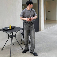 Load image into Gallery viewer, Design Sense Casual Pants for Men Summer Washed Grey Vintage Denim Jeans
