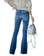 Load image into Gallery viewer, Women High Waist Stretch Stitching Flared Jeans
