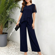 Load image into Gallery viewer, Irregular Top Wide Leg Long Pants Two-Piece Set
