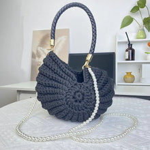 Load image into Gallery viewer, Fun handmade crochet ocean conch bag shell bag women's diagonal cross bag crochet bag
