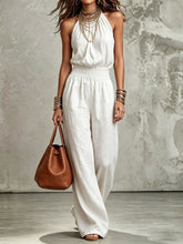 Load image into Gallery viewer, Sleeveless Backless Waist-Tie Halter Wide-Leg Jumpsuit for Women
