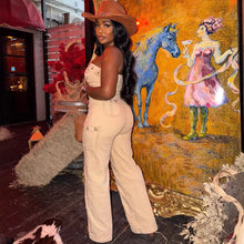 Load image into Gallery viewer, Fashion Women's Strapless Jumpsuit Sexy Side Tie Distressed Denim One-Piece Pants
