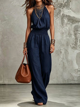 Load image into Gallery viewer, Sleeveless Backless Waist-Tie Halter Wide-Leg Jumpsuit for Women
