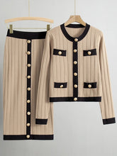 Load image into Gallery viewer, French Knitted Cardigan Jacket Black Half Skirt Sets
