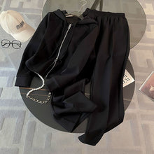 Load image into Gallery viewer, Hooded Open Front Top + Wide Leg Pants Two-Piece Set for Women
