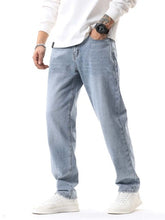 Load image into Gallery viewer, Retro Washed Blue Denim Pants Men's Jeans
