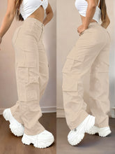 Cargar imagen en el visor de la galería, Pantalones cargo de talla grande con pernera ancha y diseño multibolsillos
