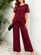 Load image into Gallery viewer, Irregular Top Wide Leg Long Pants Two-Piece Set
