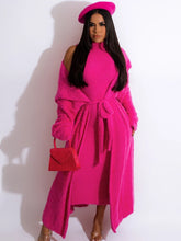 Load image into Gallery viewer, Women Long Cardigan Dress 2 Piece Set
