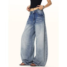 Load image into Gallery viewer, Design Sense Washed Bleached Wide-Leg Jeans for Women
