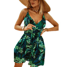 Load image into Gallery viewer, Summer Women's Printed Strap Dress Fashion V-Neck Fitted Short Dress
