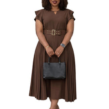 Load image into Gallery viewer, Short Sleeved Solid Color High Waist Mid Length Dress
