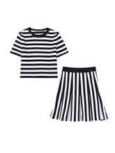 Load image into Gallery viewer, TRAF Woman 2 Pieces Tops + Skirts Sets New Fashion Knit Stripe Summer Women Suit Two Piece Set Womens Outfits
