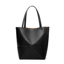 Load image into Gallery viewer, Large capacity single shoulder geometric splicing folding bucket bag
