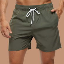 Charger l'image dans la galerie, Drawstring with Mesh Lining Elastic Waist Plain Soft Casual Swim Trunks

