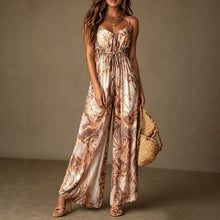 Load image into Gallery viewer, Printed Camisole Backless Loose Wide Leg Jumpsuit
