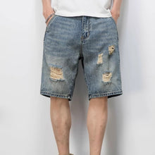 Load image into Gallery viewer, Distressed Denim Men's Loose Shorts

