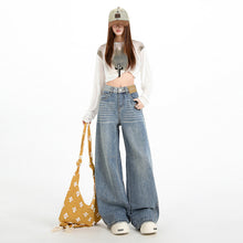 Load image into Gallery viewer, Blue Wide Leg Jeans for Women,
