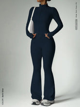 Load image into Gallery viewer, Fitness suit women's zipper long sleeved jacket yoga tight pants micro flared pants
