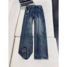 Load image into Gallery viewer, Lightning Pattern Washed Denim Pants Men Straight Leg Pants
