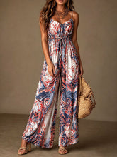 Load image into Gallery viewer, Printed Camisole Backless Loose Wide Leg Jumpsuit
