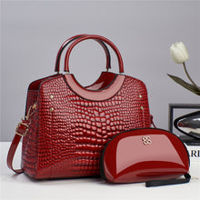 Load image into Gallery viewer, Handbag snake patterned mother and child bag shiny leather platinum bag
