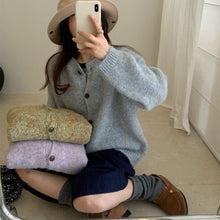 Load image into Gallery viewer, Women's Gentle Round Neck Multicolor Yarn Soft Knitted Cardigan Sweater Coat

